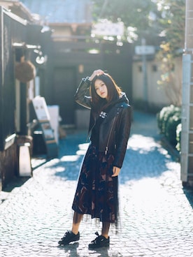 「EGOIST（エゴイスト）のアイテム（パーカー）」を使った、kaoriᙏ̤̫͚♡さん（レディース・158cm）の冬コーディネート