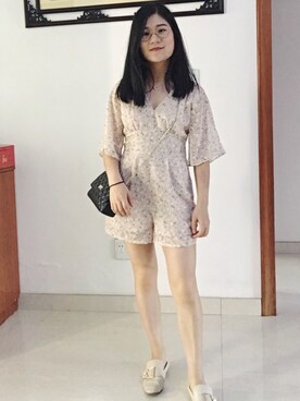 「アイテム（つなぎ/オールインワン、ベージュ系）」を使った、S纱sさん（レディース・158cm）の夏コーディネート