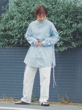 「LOWRYS FARM（ローリーズファーム）のCONEハイライズワイドデニム　800874（デニムパンツ）」を使った、おまつさん（レディース・162cm）の春コーディネート