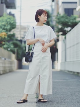 「Aラインスカート」｜「アイテム（サンダル）」を使った、おまつさん（レディース・162cm）の夏コーディネート