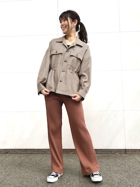 「千鳥柄」｜tomokaさん（レディース・165cm）の秋コーディネート