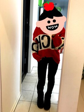 「GU（ジーユー）のアイテム（デニムパンツ、ブラック系）」を使った、Rinkaさん（レディース）の冬コーディネート