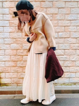 「coca（coca）（コカ）のアイテム（ハンチング/ベレー帽）」を使った、m.a.yさん（レディース・154cm）の冬コーディネート