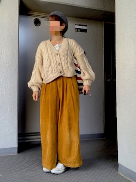 「GEORGE'S（ジョージズ）のアイテム（帽子）」を使った、のしこさん（レディース・156cm）の秋コーディネート