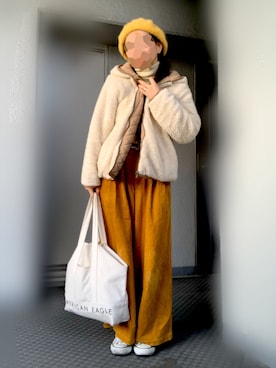 「FLYING TIGERS（フライングタイガー）のアイテム（帽子）」を使った、のしこさん（レディース・156cm）の冬コーディネート