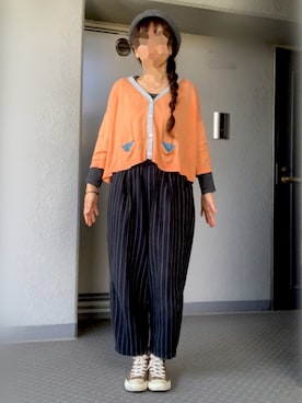 「mercibeaucoup,（メルシーボークー）のアイテム（カーディガン/ボレロ）」を使った、のしこさん（レディース・156cm）の春コーディネート