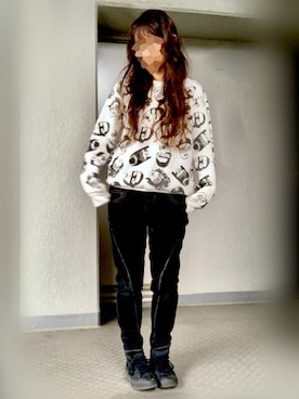 「bit blue（ビットブルー）のアイテム」を使った、のしこさん（レディース・156cm）の春コーディネート