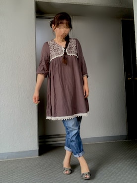 「アイテム（パンプス、グレー系）」を使った、のしこさん（レディース・156cm）の夏コーディネート