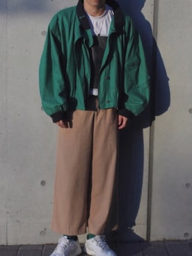 「半袖」｜「アイテム（ブルゾン）」を使った、リュウヤさん（メンズ・168cm）の春コーディネート