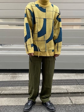 「08sircus（ゼロエイトサーカス）のアイテム（トップス）」を使った、リュウヤさん（メンズ・168cm）の冬コーディネート