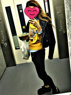 「ボーイッシュ」｜「アイテム（ライダースジャケット）」を使った、n.さん（レディース・167cm）の春コーディネート