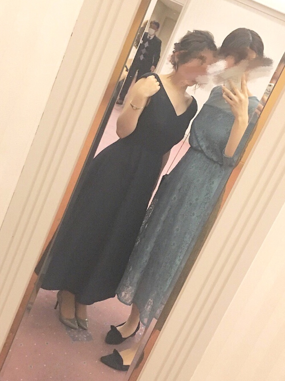 「パーティースタイル、パーティー、卒業式、結婚式、ドレス」｜「A part byのOCレースキリカエフレアワンピース　801903（ドレス、ブルー系）」を使った、suzuさん（レディース・167cm）の春コーディネートの1枚目の写真