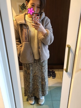 「ランチコーデ」｜「アイテム（ジャケット/アウター）」を使った、maeさん（レディース・158cm）の冬コーディネート