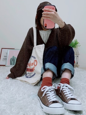 「テラコッタ」｜「アイテム（キャップ）」を使った、うしさん（レディース・150cm）の秋コーディネート