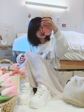 「Honeys（ハニーズ）のアイテム（その他トップス）」を使った、うしさん（レディース・150cm）の冬コーディネート