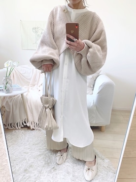 「プリーツバッグ」｜「アイテム（その他）」を使った、うしさん（レディース・150cm）の春コーディネート