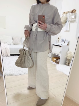 「プリーツバッグ」｜「アイテム（その他）」を使った、うしさん（レディース・150cm）の春コーディネート