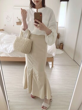 「Honeys（ハニーズ）のアイテム（かごバッグ）」を使った、うしさん（レディース・150cm）の夏コーディネート