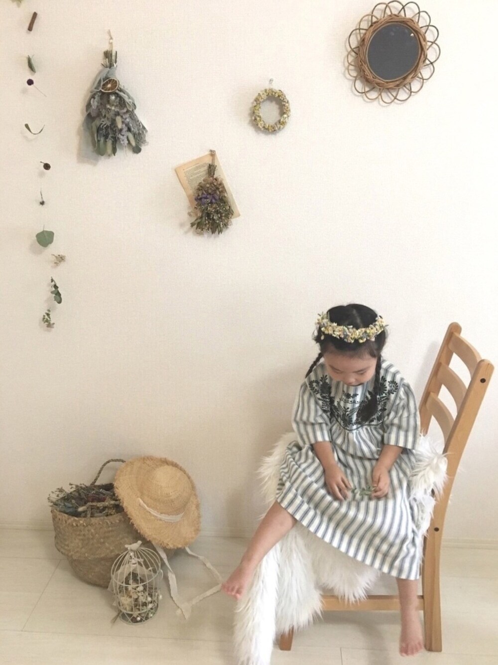 「キッズ、キッズファッション、ワンピース、3歳、おんなのこ」｜「bonjour diaryのアイテム（ワンピース、ブルー系）」を使った、api *✲ﾟ*｡さん（キッズ・100cm）の夏コーディネートの1枚目の写真
