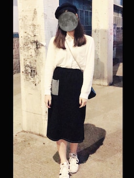 「initial（イニシャル）のアイテム（ハンチング/ベレー帽）」を使った、GretaYauさん（レディース・168cm）の秋コーディネート