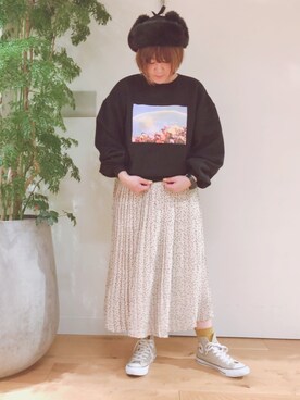 「アイラブCONVERSE」｜かおりさん（レディース・162cm）の冬コーディネート