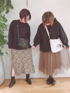 「BEAMS（ビームス）のアイテム（ショルダーバッグ）」を使った、かおりさん（レディース・162cm）の冬コーディネート