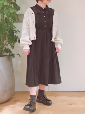 「ワッフル」｜「アイテム（その他シューズ）」を使った、かおりさん（レディース・162cm）の冬コーディネート