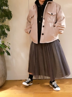 「OLIVE des OLIVE（オリーブデオリーブ）のアイテム（その他アウター）」を使った、かおりさん（レディース・162cm）の秋コーディネート