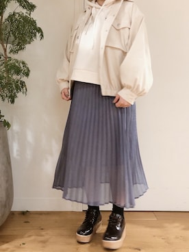 「コーディネート」｜「アイテム（ジャケット/アウター）」を使った、かおりさん（レディース・162cm）の冬コーディネート