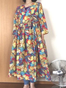 Merlot メルロー の トロピカルフルーツ柄カシュクールワンピース7507 ワンピース Wear