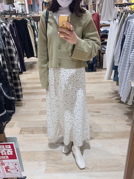 「JUNOAH（ジュノア）のアイテム（ブーティ）」を使った、くらげさん（レディース・154cm）の春コーディネート