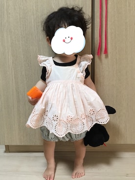 「GAP（ギャップ）のアイテム（チュニック）」を使った、パピカナさん（キッズ・80cm）の秋コーディネート