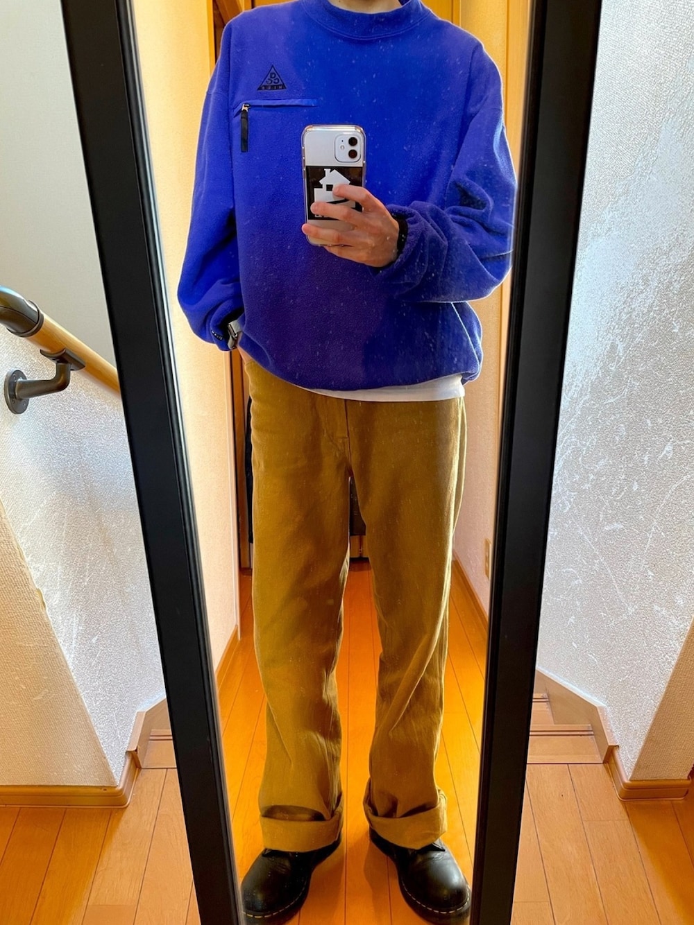 「年末WEAR感謝祭、ootd、秋冬コーデ、革靴、スケータースタイル、大学生、フォローミー、おしゃれさんと繋がりたい」｜「NIKE ACGのアイテム（トップス、ブルー系）」を使った、shuntaaaさん（メンズ・165cm）の冬コーディネートの1枚目の写真