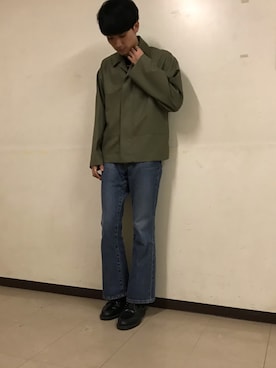 「markaware（マーカウェア）のアイテム（トップス）」を使った、あきひろさん（メンズ・167cm）の春コーディネート