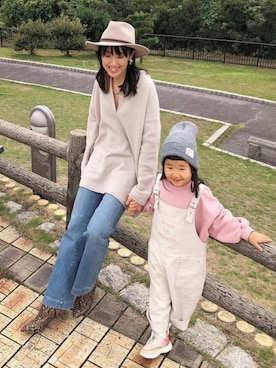 「アイテム（ハット）」を使った、KIYOKOHさん（キッズ・100cm）の秋コーディネート