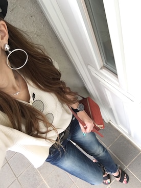 「Ungrid（アングリッド）のインディゴフレイドヘムストスリ（デニムパンツ）」を使った、🅰🅺🅴🅼🅸さん（レディース・150cm）の夏コーディネート