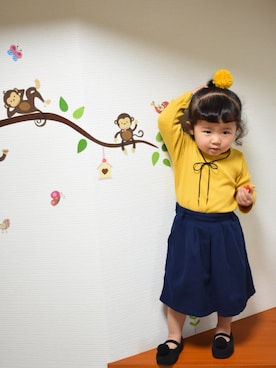 「スカーチョ」｜「アイテム（バレエシューズ）」を使った、i_0324さん（キッズ・90cm）の春コーディネート