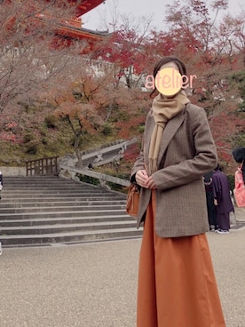 「GAP（ギャップ）のアイテム（テーラードジャケット）」を使った、atelierさん（レディース・158cm）の冬コーディネート