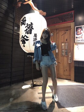 「Mercci22のアイテム（カーゴパンツ、ブルー系）」を使った、Katherineさん（レディース・165cm）の冬コーディネート