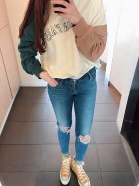 「撞色」｜Katherineさん（レディース・165cm）の冬コーディネート