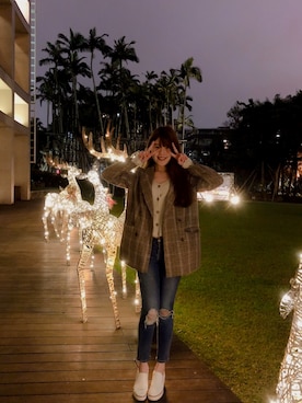 「ZARA（ザラ）のアイテム（チェスターコート、ブラウン系）」を使った、Katherineさん（レディース・165cm）の冬コーディネート