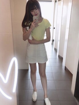 「PULL&BEAR（プルアンドベア）のアイテム（スカート）」を使った、Katherineさん（レディース・165cm）の春コーディネート