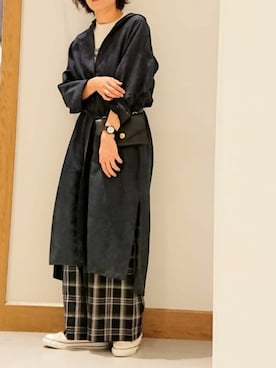「秋冬」｜「アイテム（シャツワンピース）」を使った、yokoさん（レディース・166cm）の冬コーディネート