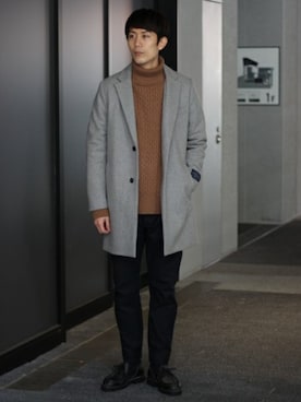 「JOURNAL STANDARD（ジャーナルスタンダード）のアイテム（チェスターコート）」を使った、Rikuさん（メンズ・181cm）の冬コーディネート