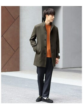 「JOURNAL STANDARD relume（ジャーナルスタンダード　レリューム）のアイテム（チェスターコート）」を使った、Rikuさん（メンズ・181cm）の秋コーディネート