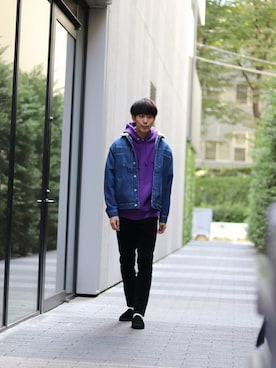 「ボア」｜「アイテム（デニムジャケット）」を使った、Rikuさん（メンズ・181cm）の秋コーディネート