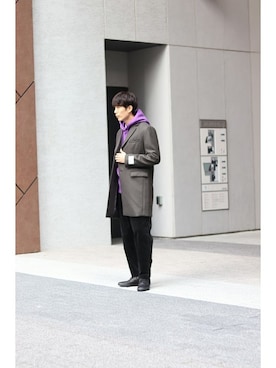 「JOURNAL STANDARD relume（ジャーナルスタンダード　レリューム）のアイテム（チェスターコート）」を使った、Rikuさん（メンズ・181cm）の秋コーディネート