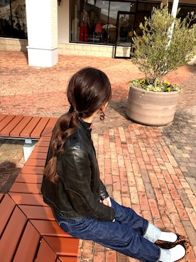 「アーバンリサーチ」｜「アイテム（ライダースジャケット）」を使った、rinさん（レディース・154cm）の秋コーディネート