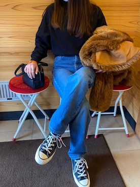 「スエット」｜「アイテム（その他アウター）」を使った、rinさん（レディース・154cm）の冬コーディネート