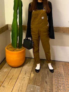 「Carhartt WIP（カーハートダブリューアイピー）のアイテム（サロペット/オーバーオール）」を使った、rinさん（レディース・154cm）の春コーディネート